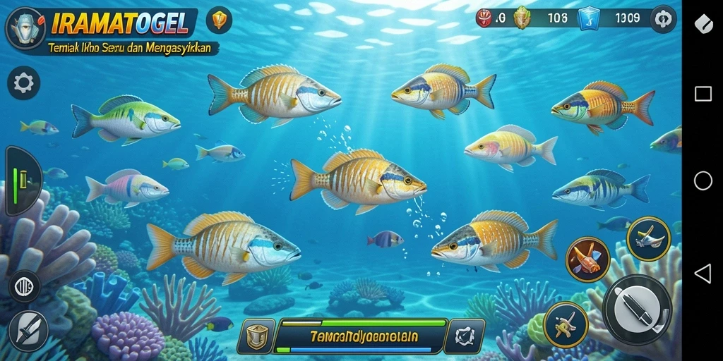 Tampilan gameplay seru dari IRAMATOGEL saat menembak ikan.
