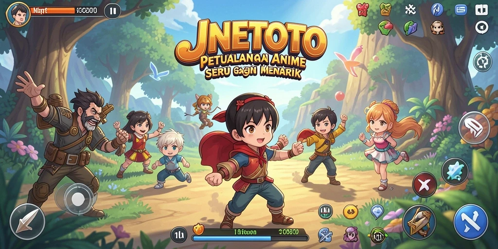 Screenshot dari gameplay JNETOTO yang menunjukkan pertarungan seru dengan karakter anime.