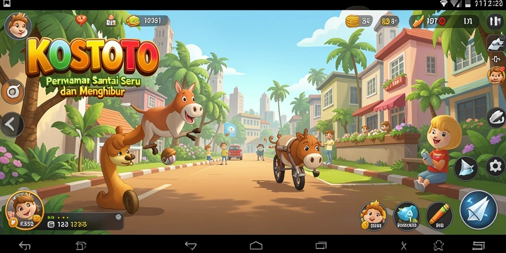 Tampilan cerah dan menarik dari gameplay KOSTOTO.