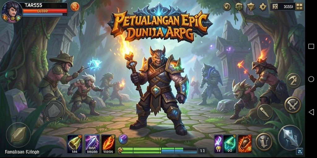 Screenshot TAR555 menampilkan pertempuran epik dalam dunia ARPG.